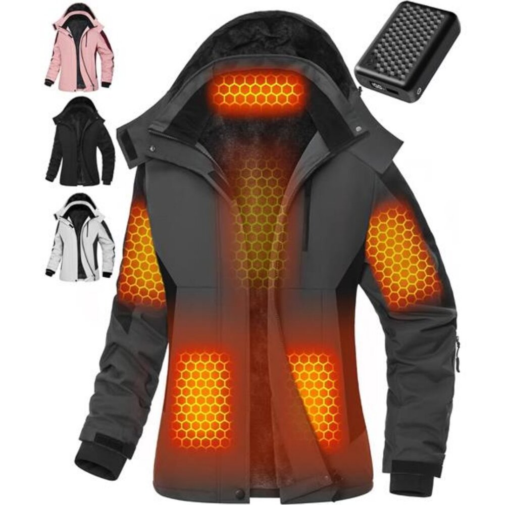 Wulcea Graphene Heated Jacket For Women 12V 18400mAh Fast Charge With Large